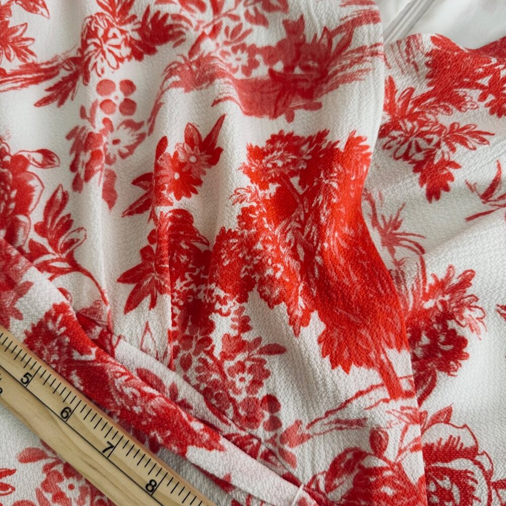 Tahari Arthur S. Levine Red & White Floral Wrap Dress Size 6 Long Sleeve. - Picture 15 of 16